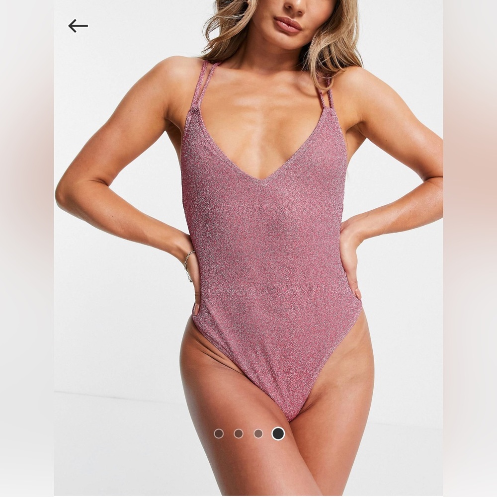 NWT! ASOS PINK SHIMMER ONE PIECE BATHING SUIT!